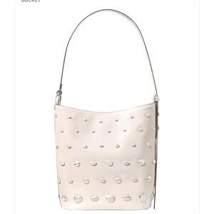 Kate Spade NY  Halo Fine Grain Leather Large Bucket bag. Studded Cream